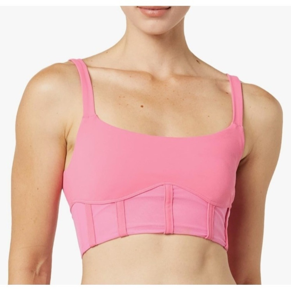 EleVen by Venus Williams Women's Let's Roll Sports Bra, Sun Kissed Coral, Pink,